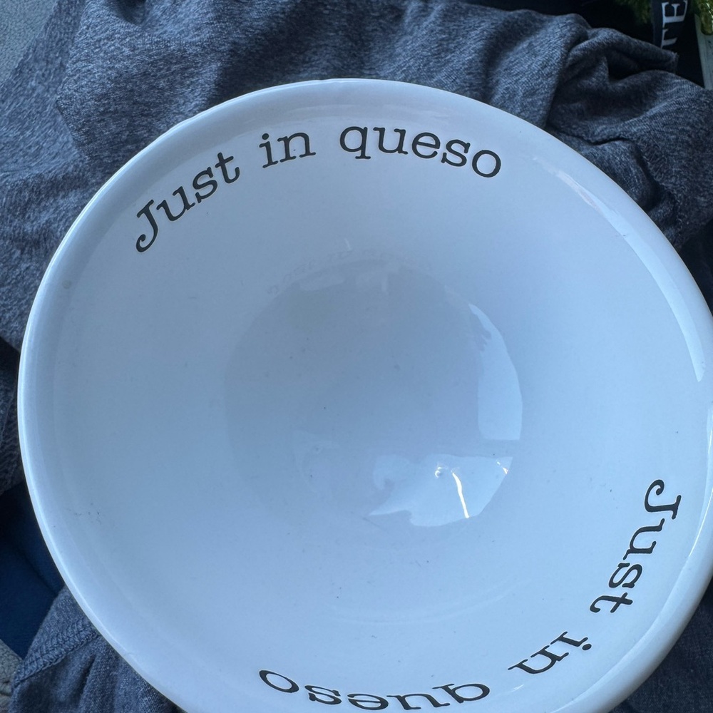 Mud Pie White Ceramic Bowl with Playful Text
